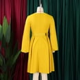 thumbnail image 4 of AURA Plus Size Belted Swing Midi Dress Long Sleeve Crewneck High Waist Large Skirt Elegant Fall Winter Dress with Zipper, 4 of 9