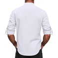 thumbnail image 5 of IAJDKMEK Men's Long Sleeve Henley Shirts - Retro Lace-Up Pullover Tee for Men with V-Neck and Breathable Linen Blend for Renaissance Costume Wear,White 2XL, 5 of 8