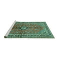 thumbnail image 2 of Ahgly Company Machine Washable Indoor Rectangle Medallion Turquoise Blue Traditional Area Rugs, 7' x 10', 2 of 4
