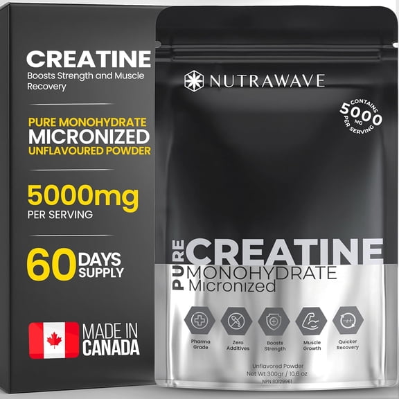 Nutrawave Creatine Monohydrate  Powder 300g – Micronized for Absorption – 60 Servings