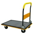 thumbnail image 3 of Platform Truck,660 lbs Capacity Steel Flatbed Cart,Foldable Push Hand Cart with 360 Degree Swivel Wheels,Heavy Duty Utility Push Carts for Loading and Storage,35" x 23" x 34",Yellow, 3 of 7