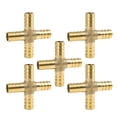 thumbnail image 1 of Conector adaptador de 4 vías de latón de 12 mm para manguera, 5 piezas para aire, agua, gas y aceite., 1 of 4
