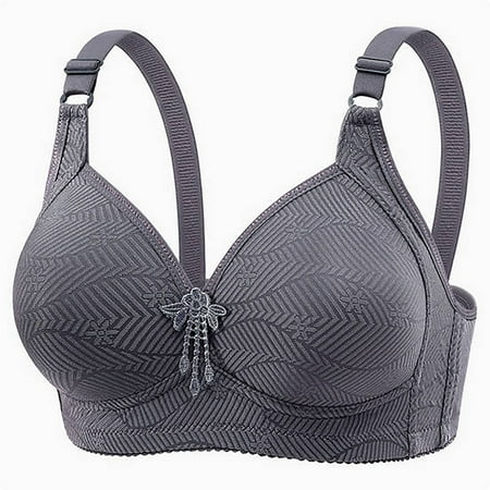Wireless Bras for Women  Women s Plus Size Middle-aged And Elderly Mother Thin Underwear With Gathered Upper Support Sagging Adjustment Type No Steel Ring Bra(Gray M)