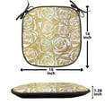 thumbnail image 5 of Floral Chair Seating Cushion Set of 12, Dreamy Roses Pattern in Yellow Golden Tones Modern Art, Seat Pads for Office with Anti-slip Backing, 16"x16", Earth Yellow Coffee, by Ambesonne, 5 of 7
