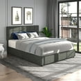 thumbnail image 2 of M optimized Queen/Full Platform Bed Upholstered Bed Frame with Height Adjustable Headboard 4 Drawers Metal Legs Queen/Full Size Platform Bed, 2 of 9