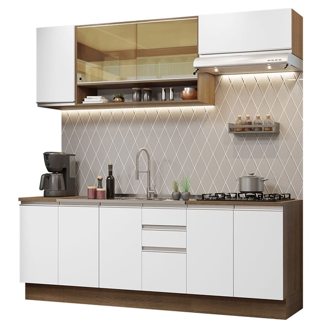 Cocina Integral 240cm Marrón/Blanco Glamy Madesa 03