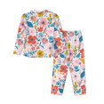 thumbnail image 2 of Kll Floral Ditsy Print Women'S Long Sleeve Pajamas With Pants Sleepwear Loungewear 2 Set-X-Large, 2 of 9