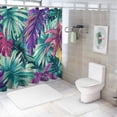 thumbnail image 7 of Orinice Tropical Palm Leaf Shower Curtain Colorful Monstera Leaves Plant Summer Wild Banana Leaf Nature Jungle Exotic Abstract Botanical Fresh Bathroom Home Decor with Hooks,Green Teal Purple 69x72, 7 of 7