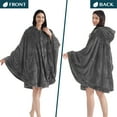 thumbnail image 6 of PAVILIA Angel Wrap Hooded Blanket Poncho, Wearable Blanket Throw Wrap Poncho for Women Adult, Cozy Fluffy Sherpa Fleece Shawl Cape with Hood pockets, Warm Gift for Mom Wife, Dark Gray, 6 of 10