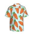 thumbnail image 2 of Balery Cartoon Carrot Print Men's Hawaiian Shirts Short Sleeve Beach Shirt Relaxed Fit Vacation Button Down Shirts-Large, 2 of 9