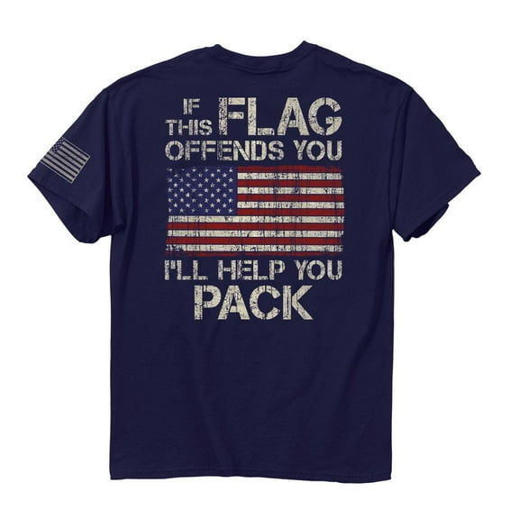 PACK IT Medium Cotton American Flag T-shirt Navy Adult Men's Short Sleeve T-shirt