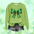 thumbnail image 2 of Saint Patricks Day Outfit Women Green Ribbon Bow Shirts Casual Long Sleeve Sweatshirt Crew Neck Pullover Tops Irish Shirts for Women, 2 of 4
