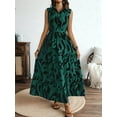 thumbnail image 4 of Women'S Summer Floral Maxi Dress Button Up Collar Tie Waist Tiered Ruffle Sleeveless Boho Dresses Green L, 4 of 9