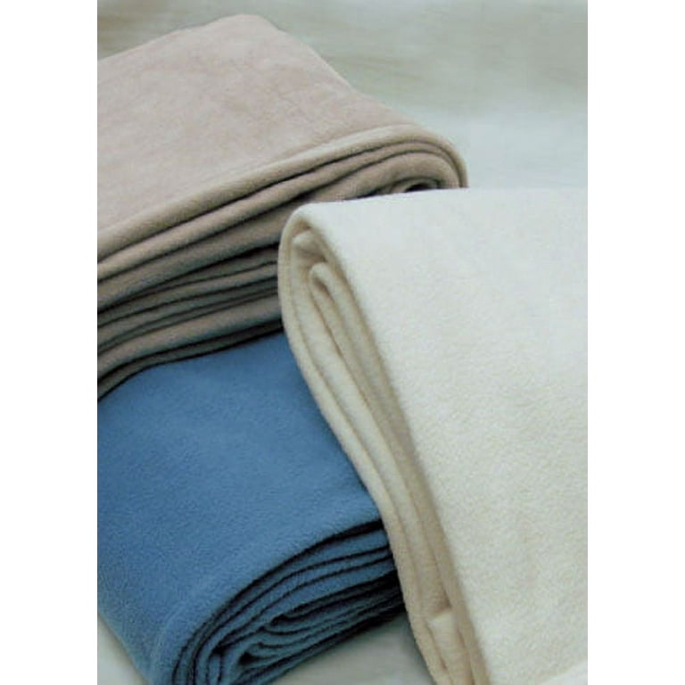 GuestSupply US  Centex Ribbed Fleece Blanket, Queen 90x90, 2.73 lbs, Ivory