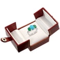 thumbnail image 2 of 14K White Gold Diamond Natural Turquoise Ring 3-Stone Oval 8x6mm with Emerald, size 5, 2 of 4
