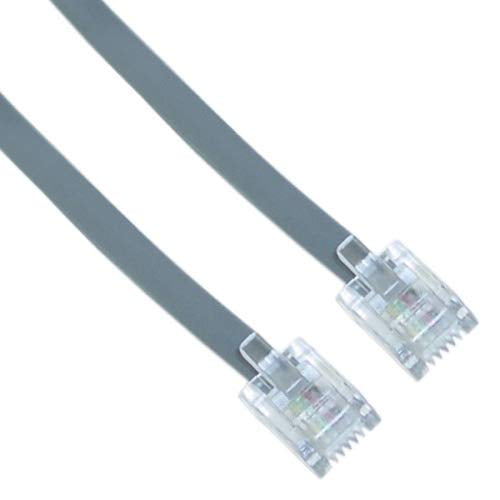 25ft Telephone Line Cord Cable 6P4C RJ11 DSL Modem Fax Phone Silver 2 Pack Lot 
