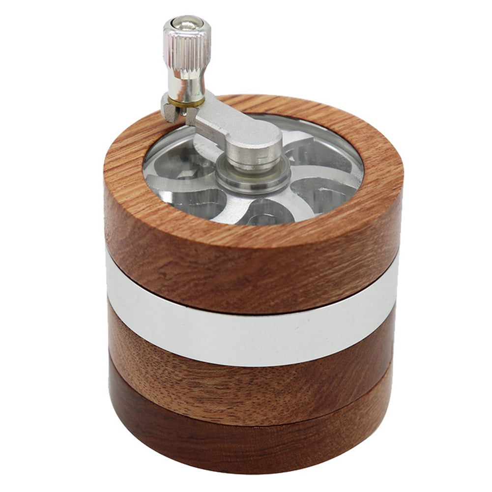 Three Colors 2.5 Inch Spice Herb Grinder Hand Cranked Premium Grinder with Drawer and Brush,Aluminum Grinder Crank and Spice 4 Parts 