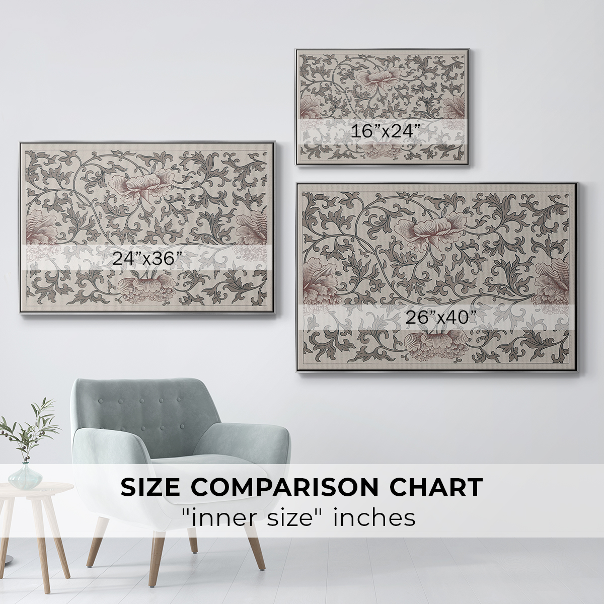 Vintage Abstract Print-XVII Framed in Silver Wood Gallery Wrapped Canvas 27 in. x 41 in.