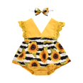 thumbnail image 3 of Robe Barboteuse Tournesol pour Bébé Fille, Manches en Dentelle, une-Pièce Justaucorps Combinaison Tenue d'Été avec Bandeau, 3 of 5