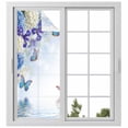 thumbnail image 2 of Blue Purple Floral Window Privacy Film, Ombre Butterflies Modern Art Spring Static Cling UV Sun Blocking Tint Film Heat Control Windows Films for Bedroom Bathroom, Window Stickers 23.6"x59", 2 of 8