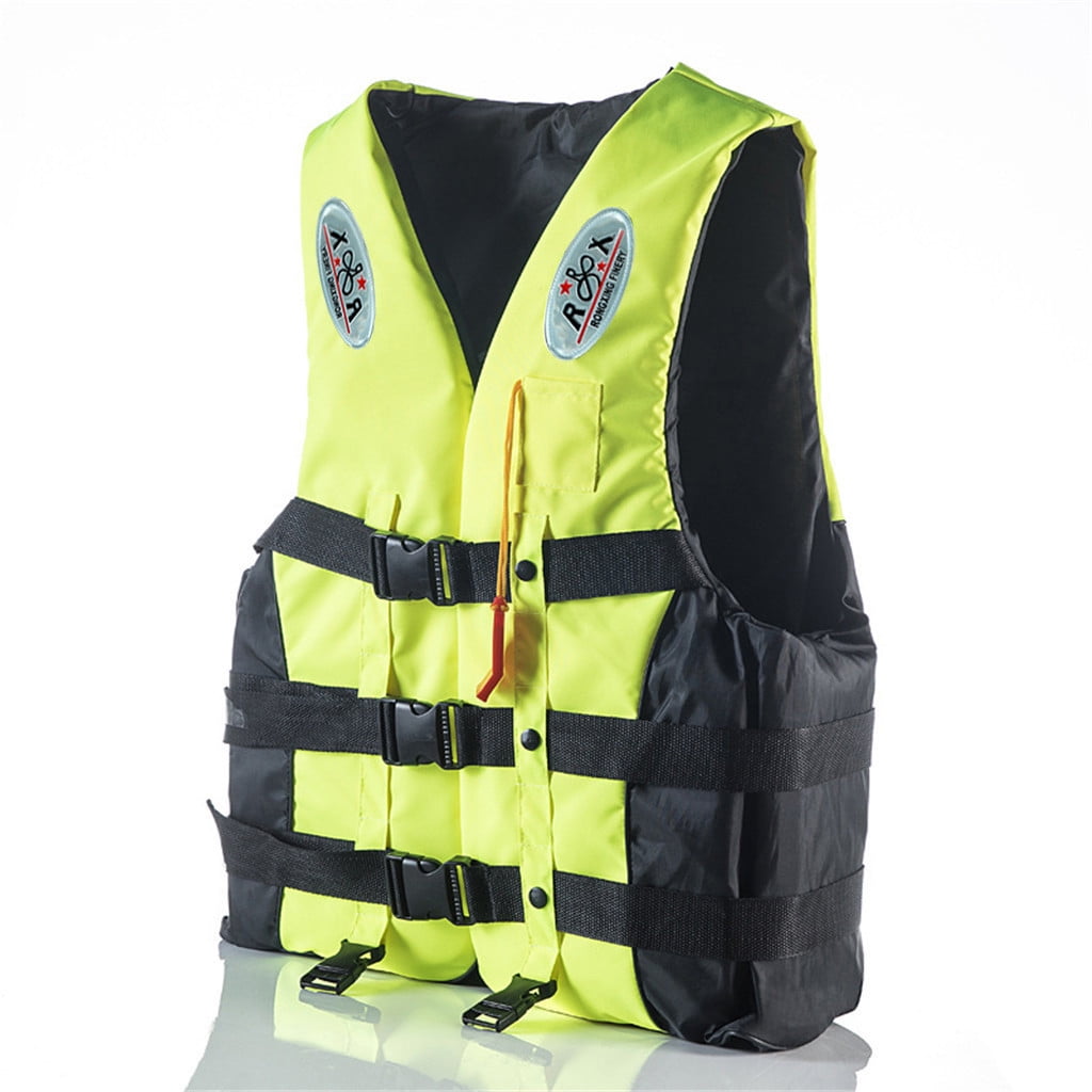 Frostluinai Adult Adjustable Life Jacket, 300 D Polyester Oxford Cloth/EPE Yellow, L