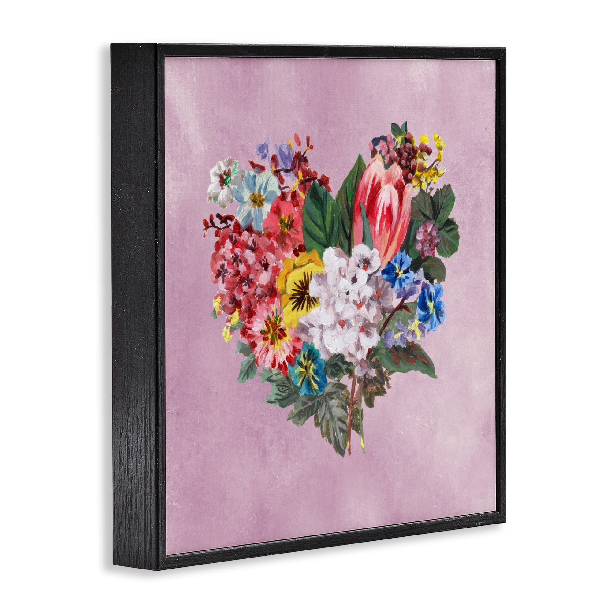 Stupell Industries Heart Shaped Garden Blooms Black Framed Giclee Art, design by Melissa Wang