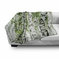 thumbnail image 3 of Woodland Soft Flannel Fleece Throw Blanket, Birch Trees in the Forest Summertime Wildlife Nature Outdoors Themed Picture, Cozy Plush for Indoor and Outdoor Use, 50" x 70", White Green, by Ambesonne, 3 of 6