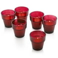 thumbnail image 1 of Red Glass Flower Pot Votive Candle Holders With Citronella Yellow Votive Candles Burn 10 Hours Set of 288, 1 of 1