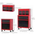 thumbnail image 3 of HOMCOM 2 in 1 Top Chest Rolling Tool Storage Box with 6 Drawers, Red, 3 of 10