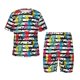 thumbnail image 1 of Fotbe Trendy Colorful Pineapples 1 Pijama Estampada de 2 Piezas para Niños – Ropa de Dormir de Manga Corta Cómoda para Niños y Niñas, Camiseta y Shorts de Algodón-Small, 1 of 6