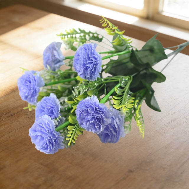 Decoración del hogar 7 cabezas de flores de clavel artificiales ramo falso para el Día de la Madre regalo del maestro centros de mesa de boda decoración de mesa del hogar arreglos florales de seda pla