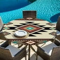 thumbnail image 5 of Southwest Geometric Round Tablecloth 55-60 Inch Round Fitted Table Cloth with Elastic Edge, Brown Mexican Aztec Boho Tribal Waterproof Table Cover Protector for Outdoor Picnic Party Dining, 5 of 6