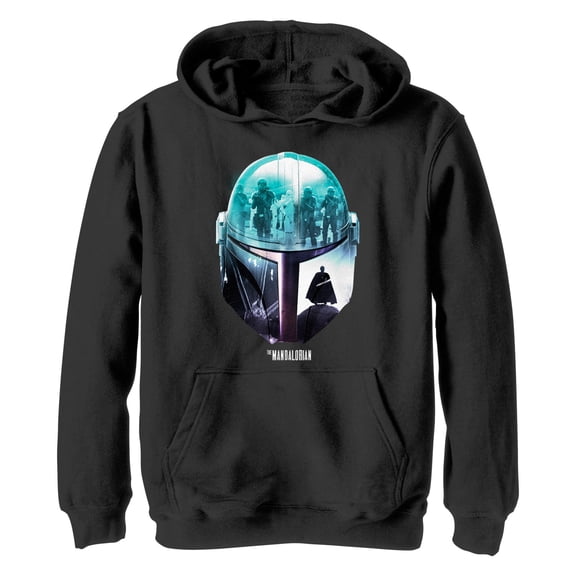 Boy's Star Wars: The Mandalorian Din Djarin Helmet Scenes Pull Over Hoodie