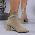 thumbnail image 5 of Wowcloth Women's Stretchy Sock Boots – Fashionable Winter Ankle Booties with Thick High Heel & Pointed Toe Design for Casual Outfits, 5 of 9