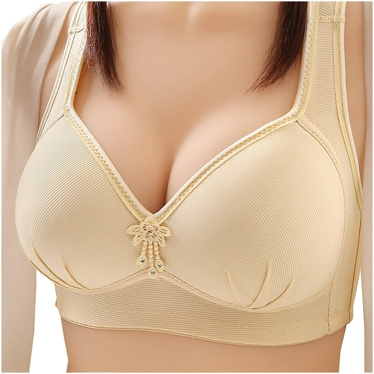 Mrat Clearance Strapless Bras for Women Comfortable Lace Breathable Bras  Front Snaps Seniors Half Bras Strapless Push up Large Breasts Bra Underwear