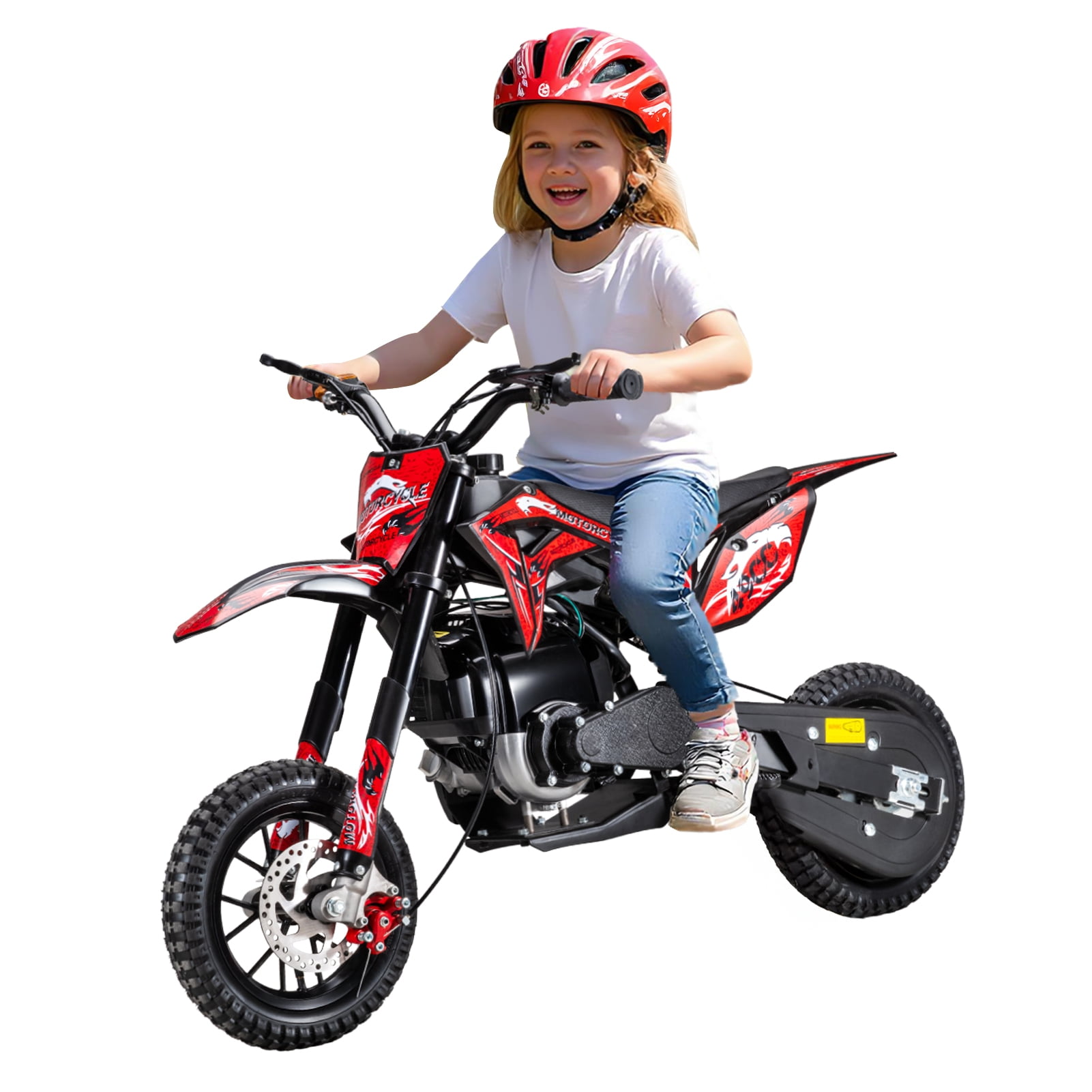 TidBay Kids Mini Dirt Bike, 40CC 4-Stroke Gas Powered Motorcycle with Off-Rode Tire, Shock Absorption, Front Rear Disc Brakes, Pocket Motorbike Up to 35KM/H Max Load 265LBS