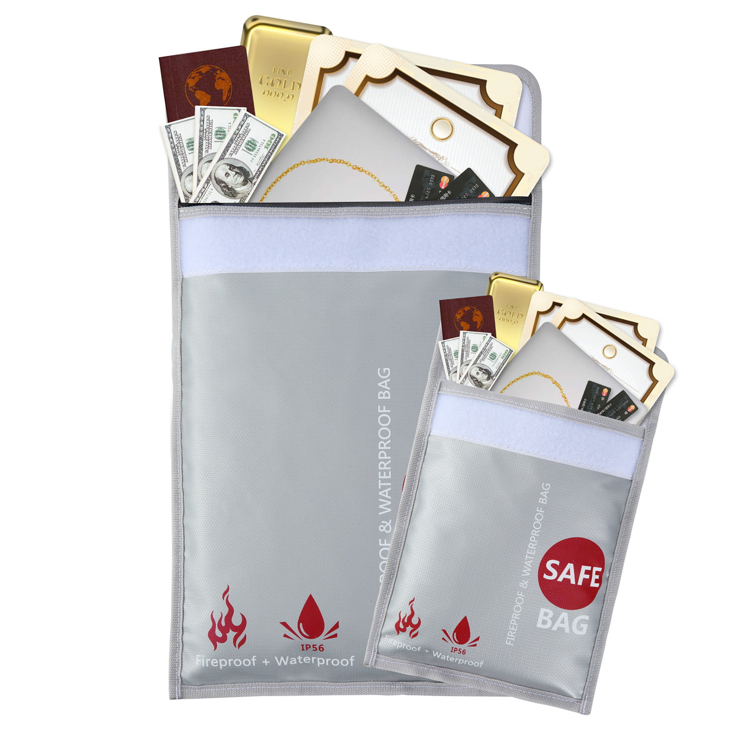 15"X11" Fireproof Safe Bag 7"x9" Money Pouch Envelop... Fireproof Document Bag 
