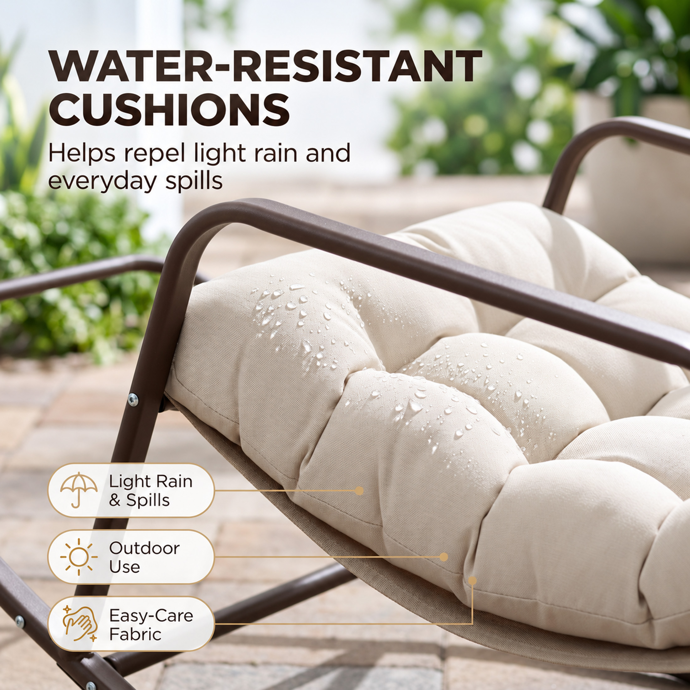 Radiata Oversized Rocking Chair with Footrest, Beige photo 7