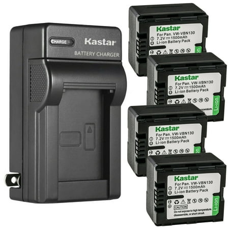 Kastar 4-Pack Battery and AC Wall Charger Replacement for Panasonic VW-VBN070 VW-VBN130 VW-VBN260 Battery Panasonic HDC-TM900K HDC-TM900P HDC-TM900PC HC-X800 HC-X800GK HC-X900 Camera