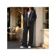 thumbnail image 2 of Zynoxe Womens Sweat Suits 2 Piece Set Zip Up Drawstring Hooded Sweatshirt & Wide Leg Pants Versatile Solid Color Casual Tracksuit Set Fashionable Vacation Outfits for Women with Pockets Black S, 2 of 10