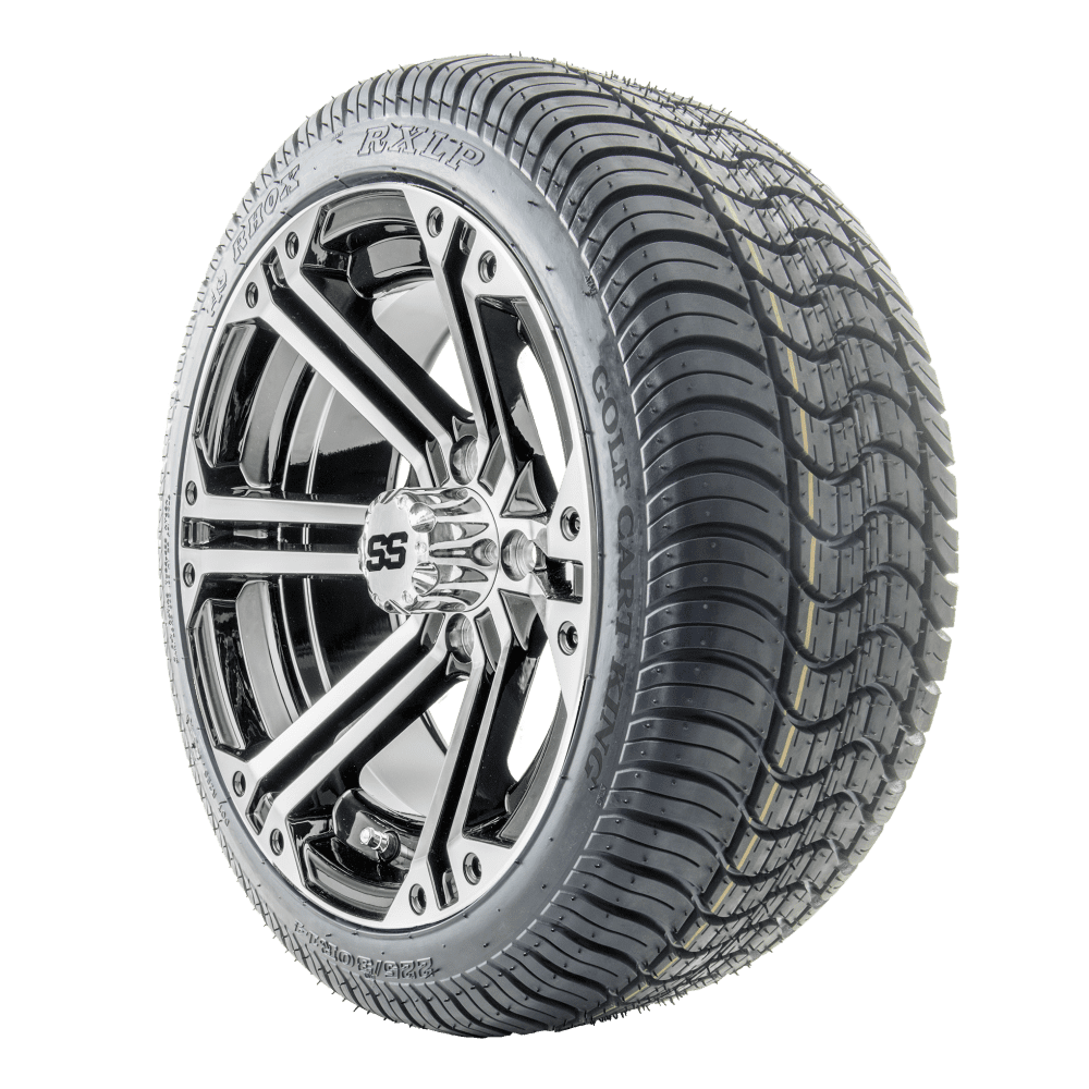 Golf Cart Wheels and Tires Combo 14" RHOX SS RX353 w/ Low Pro Tires