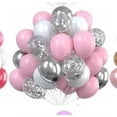 thumbnail image 1 of Nvzi Globos, 30 piezas de globos de confeti de 12 pulgadas y globos de látex rosa púrpura metálico con cinta, baby shower, decoraciones para fiestas de bodas, F, 1 of 4