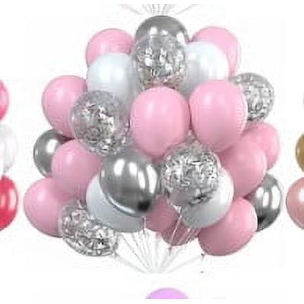 Nvzi Globos, 30 piezas de globos de confeti de 12 pulgadas y globos de látex rosa púrpura metálico con cinta, baby shower, decoraciones para fiestas de bodas, F