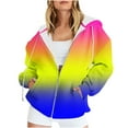 thumbnail image 2 of Zysthvn Long Sleeve Going Out Jackets for Women Full Zipper Casual Hooded Coats for Women Fall with Pockets Loose Fit Gradient Tops, 2 of 6