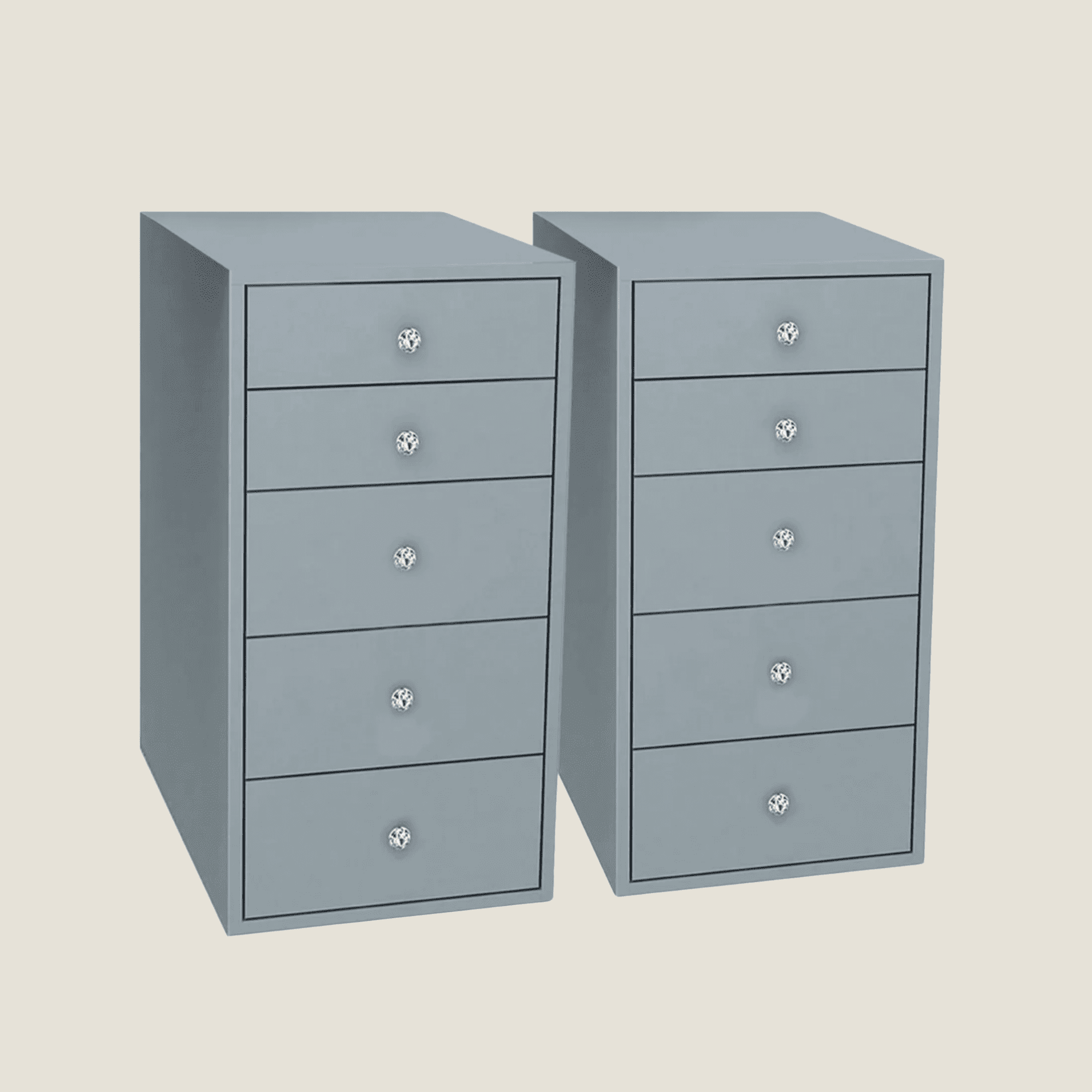 Impressions Vanity SlayStation 5 Drawer Makeup Vanity Storage Unit with Drawer Knobs (Silver)