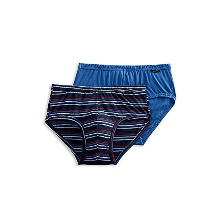 Jockey Men's Underwear Elance Poco Brief - 2 Pack, Navy & Cerise Red Joy  Stripe, M 
