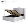 thumbnail image 3 of Modern Velvet King Bed Frame With Hydraulic Storage, Modern Wingback Design Bed, Metal Bed Frame with High Headboard, 3 of 6