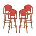 thumbnail image 2 of Cortina Wicker and Aluminum Outdoor 29.5 Inch Barstools, Set of 4, Red and Bamboo Finish, 2 of 8