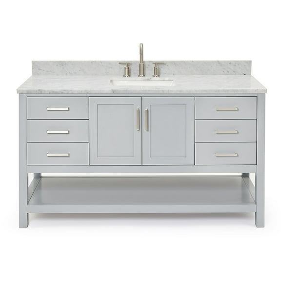 Ariel S061SCW2RVOGRY Magnolia 60" Free Standing Single Basin Vanity Set - Grey