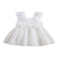 thumbnail image 1 of Bébé Filles Romper Robe Dentelle Fleur Maille Tulle Jupe Ourlet Combinaisons d'Été Bodysuits, 1 of 5